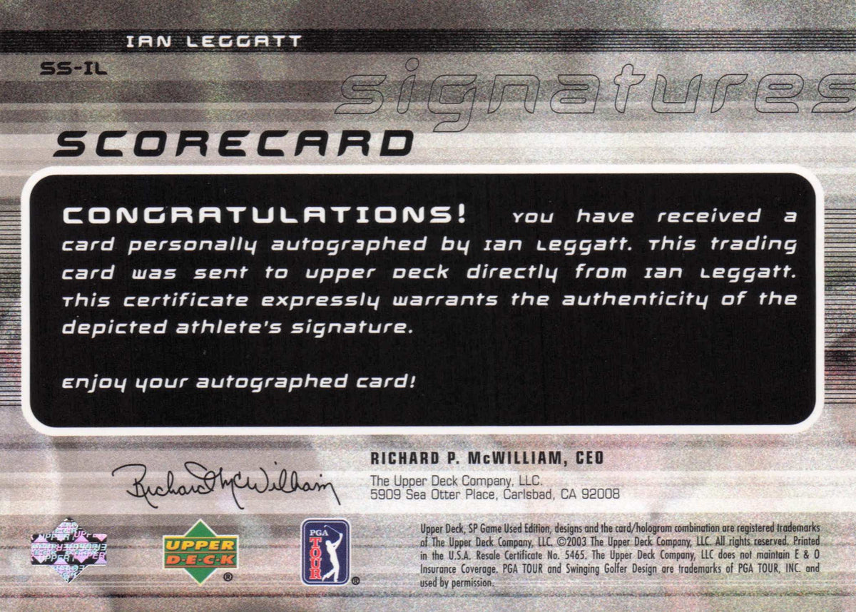 Ian Leggatt Scorecard Signatures Golf Autograph Hand Signed Photo Card