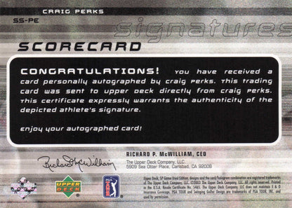 Craig Perks Scorecard Signatures Golf Autograph Hand Signed Photo Card