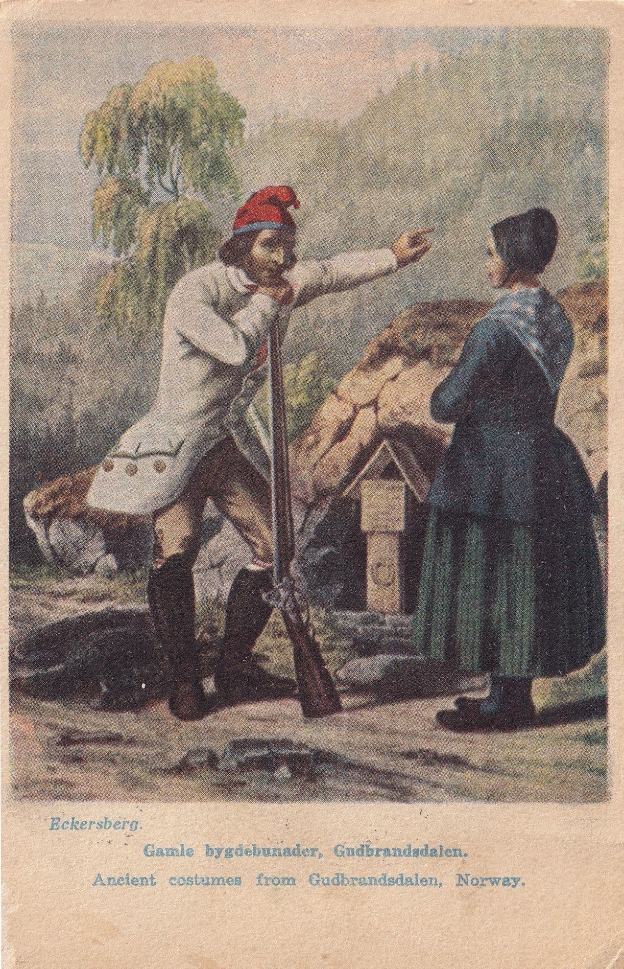 Gudbrandsdalen Traditional Costume Norway Antique Postcard