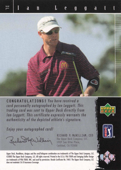 Ian Leggatt Upper Deck Signature Exhibit Golf Hand Signed Autograph Photo Card