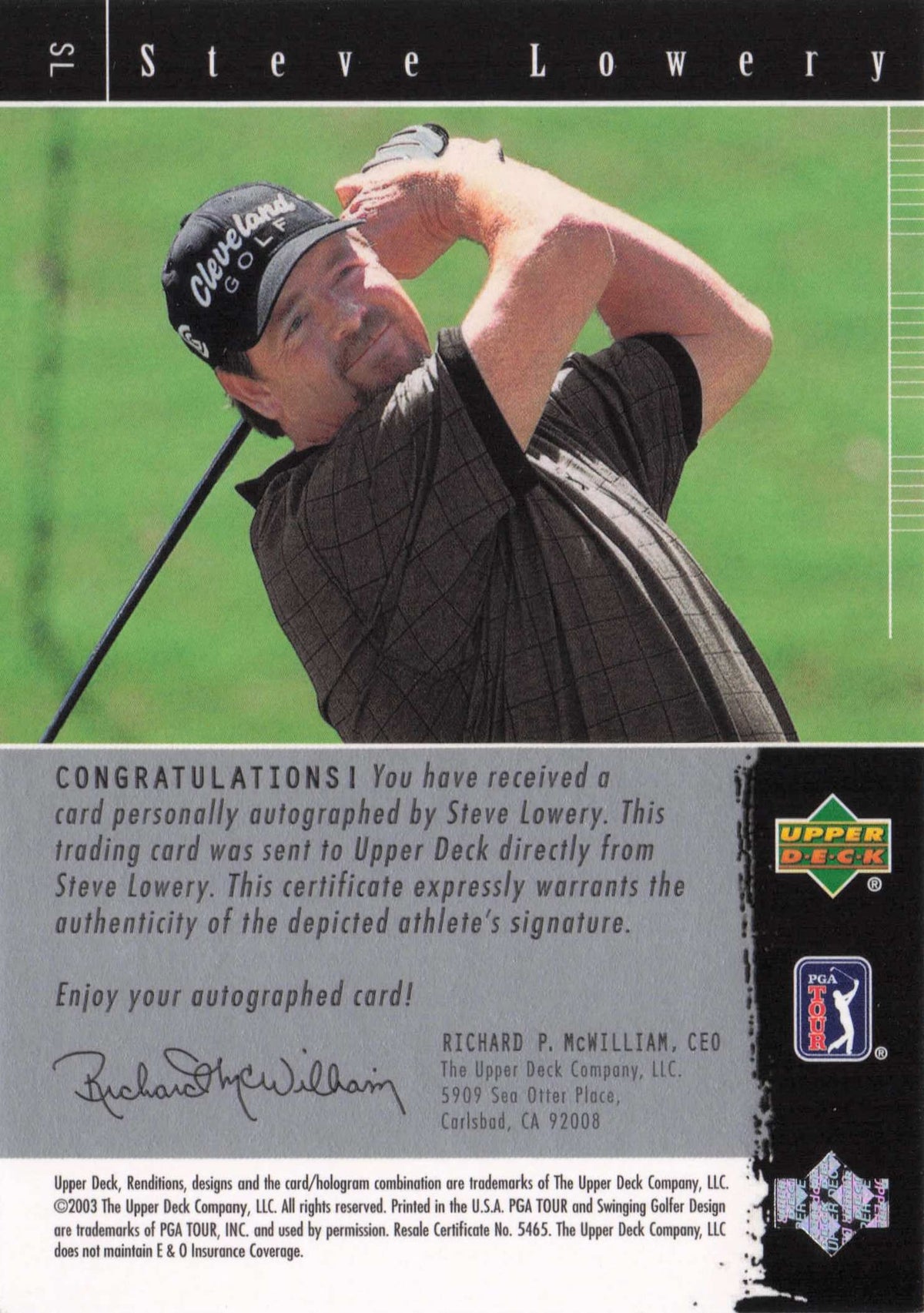 Steve Lowery Signature Exhibit Golf Hand Signed Autograph Photo Trade Card