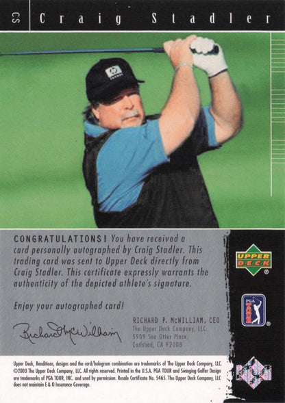 Craig Stadler Signature Exhibit Golf Hand Signed Autograph Photo Trade Card