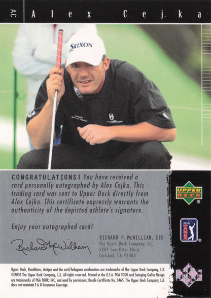 Alex Cejka 2003 Signature Exhibit Golf Hand Signed Autograph Photo Trade Card