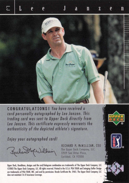 Lee Janzen 2003 Signature Exhibit Golf Hand Signed Autograph Photo Trade Card