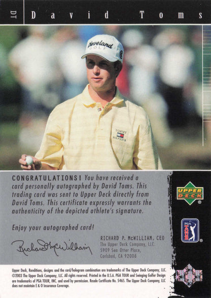 David Toms 2003 Signature Exhibit 2003 Golf Upper Deck Autograph Signed Card