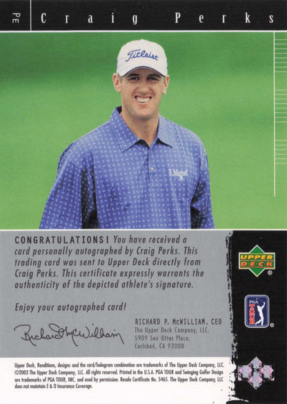 Craig Perks 2003 Signature Exhibit Golf Upper Deck Autograph Signed Card