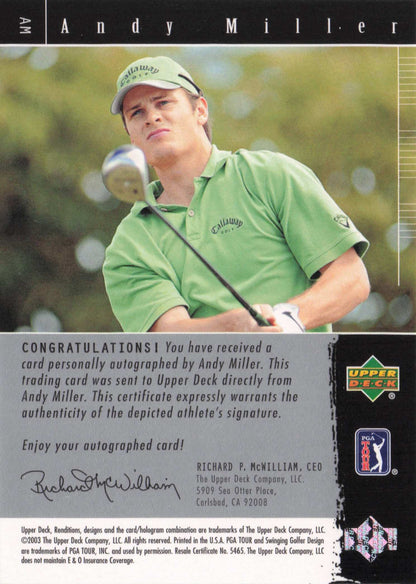 Andy Miller Signature Exhibit Golf Upper Deck Autograph Signed Photo Card