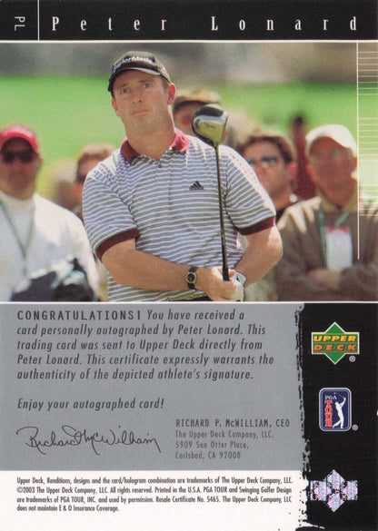 Peter Lonard Signature Exhibit Golf Upper Deck Autograph Signed Photo Card