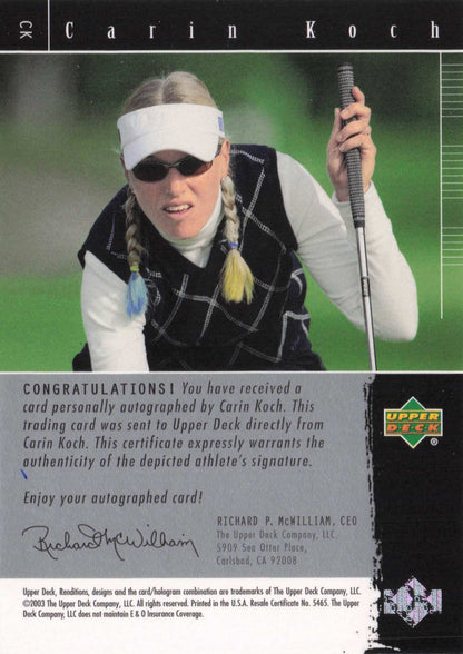 Carin Koch Signature Exhibit Golf Upper Deck Autograph Signed Photo Card