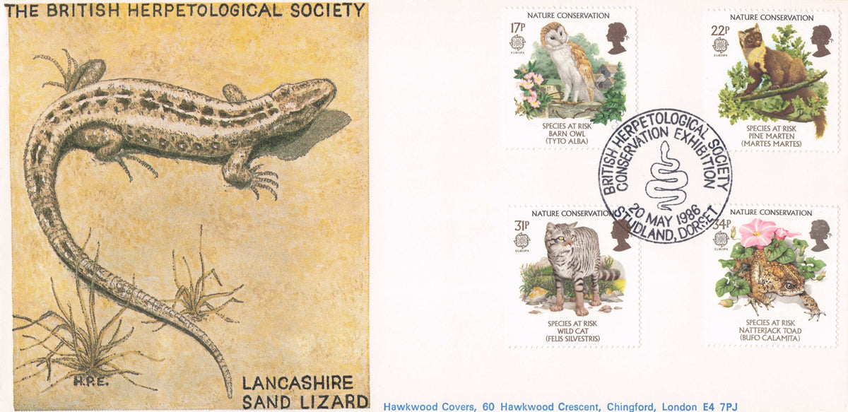 Lancashire Sand Lizard Reptile RARE LIMITED Chingford 1986 Dorset Society FDC