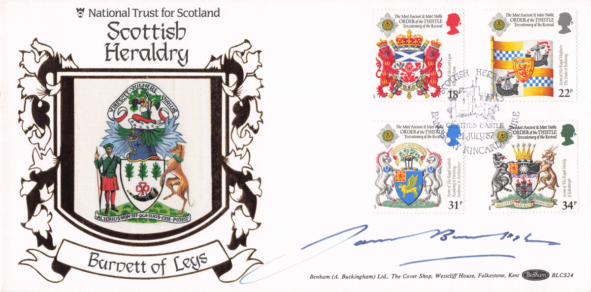 James Burnett Of Leys Baron Scottish Heraldry Hand Signed Benham Rare FDC