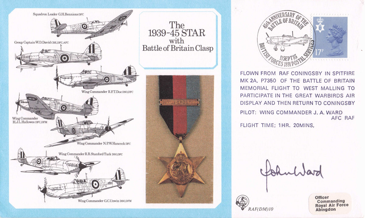 John Ward Battle Of Britain Clasp RAF Medal Military WW2 Hand Signed FDC