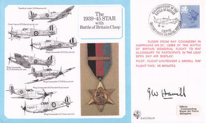 J Hamill Pilot Battle Of Britain Clasp RAF Medal Military WW2 Hand Signed FDC