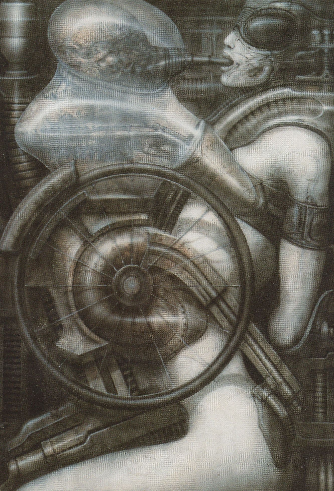 Hans Giger Biomechanoid Robot Kiss Of Life Android Painting Postcard