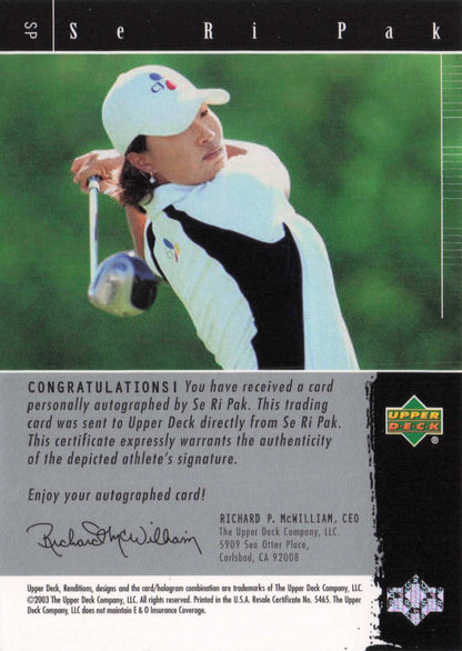 Se Ri Pak The Signature Exhibit 2003 Hand Signed Golf Autograph Photo Card