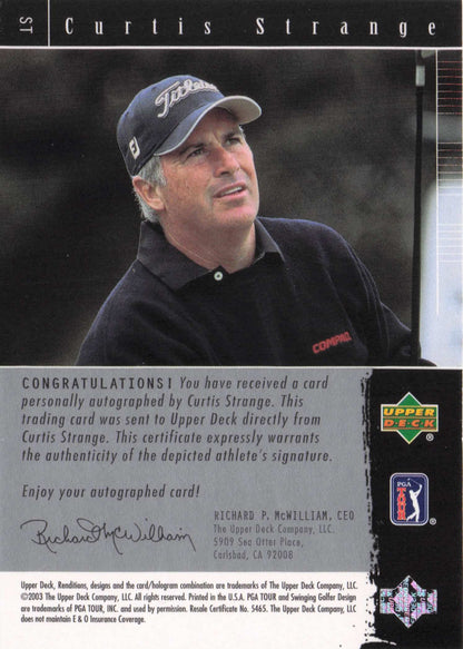 Curtis Strange Signature Exhibit 2003 Hand Signed Golf Autograph Photo Card
