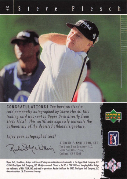 Steve Flesch Signature Exhibit 2003 Upper Deck Hand Signed Golf Photo Card