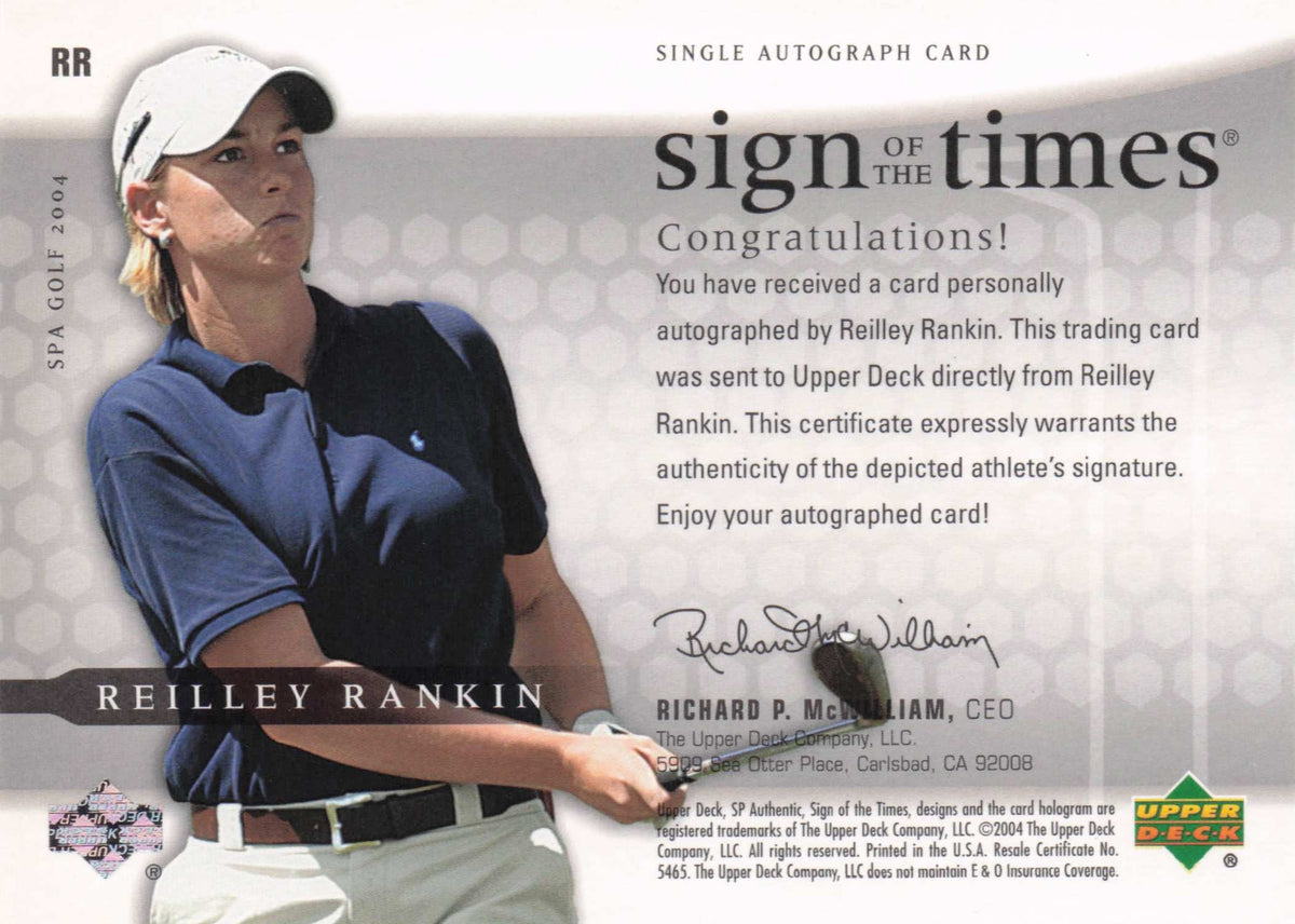 Reilley Rankin Sign Of The Times Golf 2004 Hand Signed Autograph Photo Card