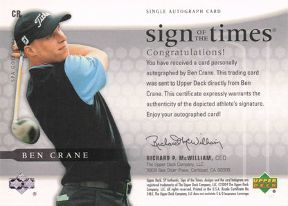 Ben Crane Sign Of The Times Golf 2004 Hand Signed Autograph Photo Card