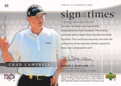 Chad Campbell Sign Of The Times Golf 2004 Hand Signed Autograph Photo Card