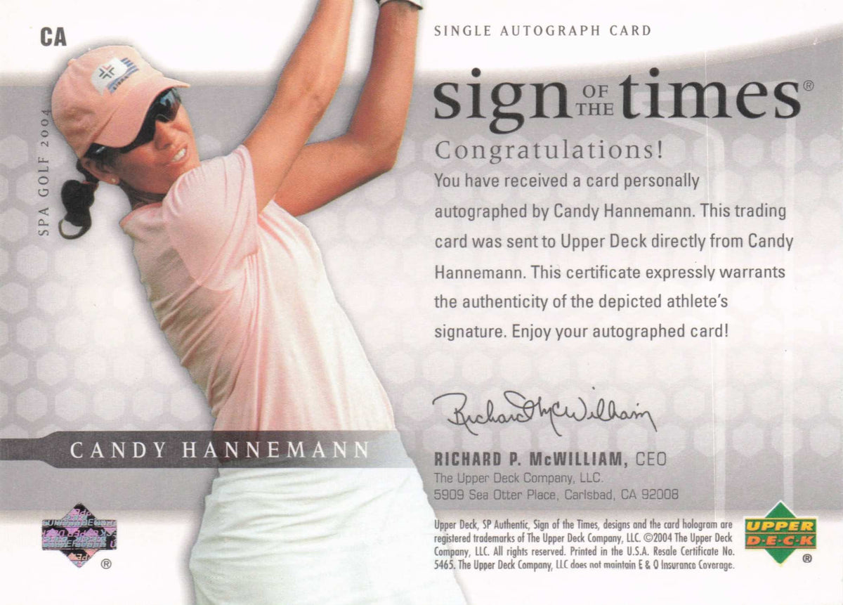 Candy Hannemann Sign Of The Times Golf 2004 Hand Signed Autograph Photo Card