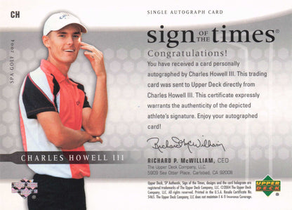 Charles Howell III Sign Of The Times Golf 2004 Hand Signed Autograph Card