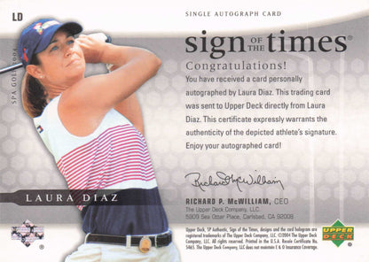 Laura Diaz Sign Of The Times Golf 2004 Hand Signed Autograph Photo Card