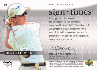 Karrie Webb Sign Of The Times Golf 2004 Hand Signed Autograph Photo Card