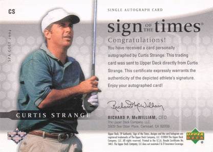 Curtis Strange Sign Of The Times Golf 2004 Hand Signed Autograph Photo Card
