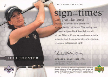 Julie Inkster Sign Of The Times Golf 2004 Hand Signed Autograph Photo Card