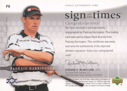 Padraig Harrington Sign Of The Times Golf 2004 Hand Signed Autograph Card