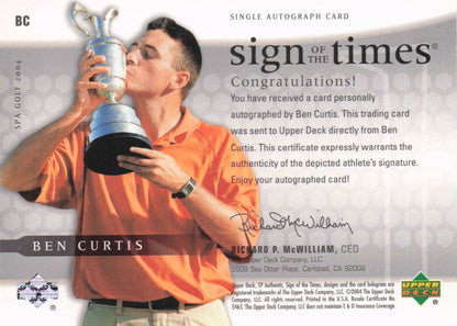 Ben Curtis Sign Of The Times Golf 2004 Hand Signed Autograph Photo Card