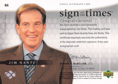 Jim Nantz Sign Of The Times Golf 2004 NBC TV Commentator Autograph Card