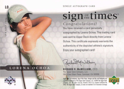 Lorena Ochoa Sign Of The Times Golf 2004 Hand Signed Autograph Photo Card