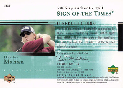 Hunter Mahan Sign Of The Times Golf 2005 Hand Signed Autograph Photo Card