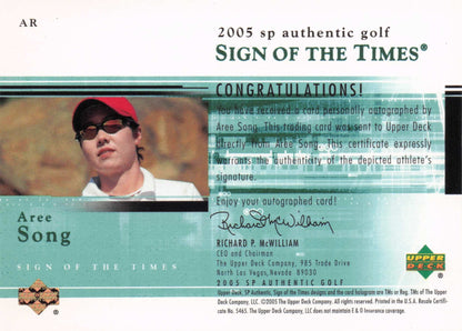 Aree Song 2005 Sign Of The Times LPGA Hand Signed Autograph Golf Photo Card