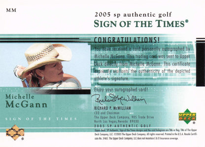 Michelle McGann Sign Of The Times Golf 2005 Autograph Signed Photo Card
