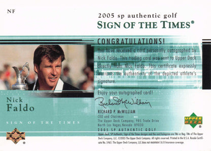 Nick Faldo Sign Of The Times Golf 2005 Hand Signed Autograph Photo Card