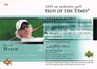 David Hearn Sign Of The Times Golf 2005 Hand Signed Autograph Photo Card