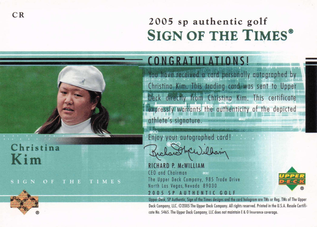 Christina Kim Sign Of The Times Golf 2005 Hand Signed Autograph Photo Card