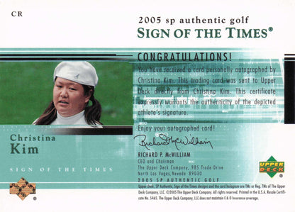 Christina Kim Sign Of The Times Golf 2005 Hand Signed Autograph Photo Card