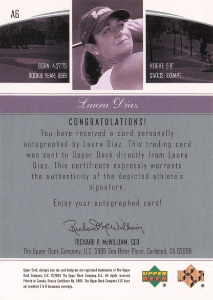 Laura Diaz Endorsements Of Excellence Golf Hand Signed Autograph Card