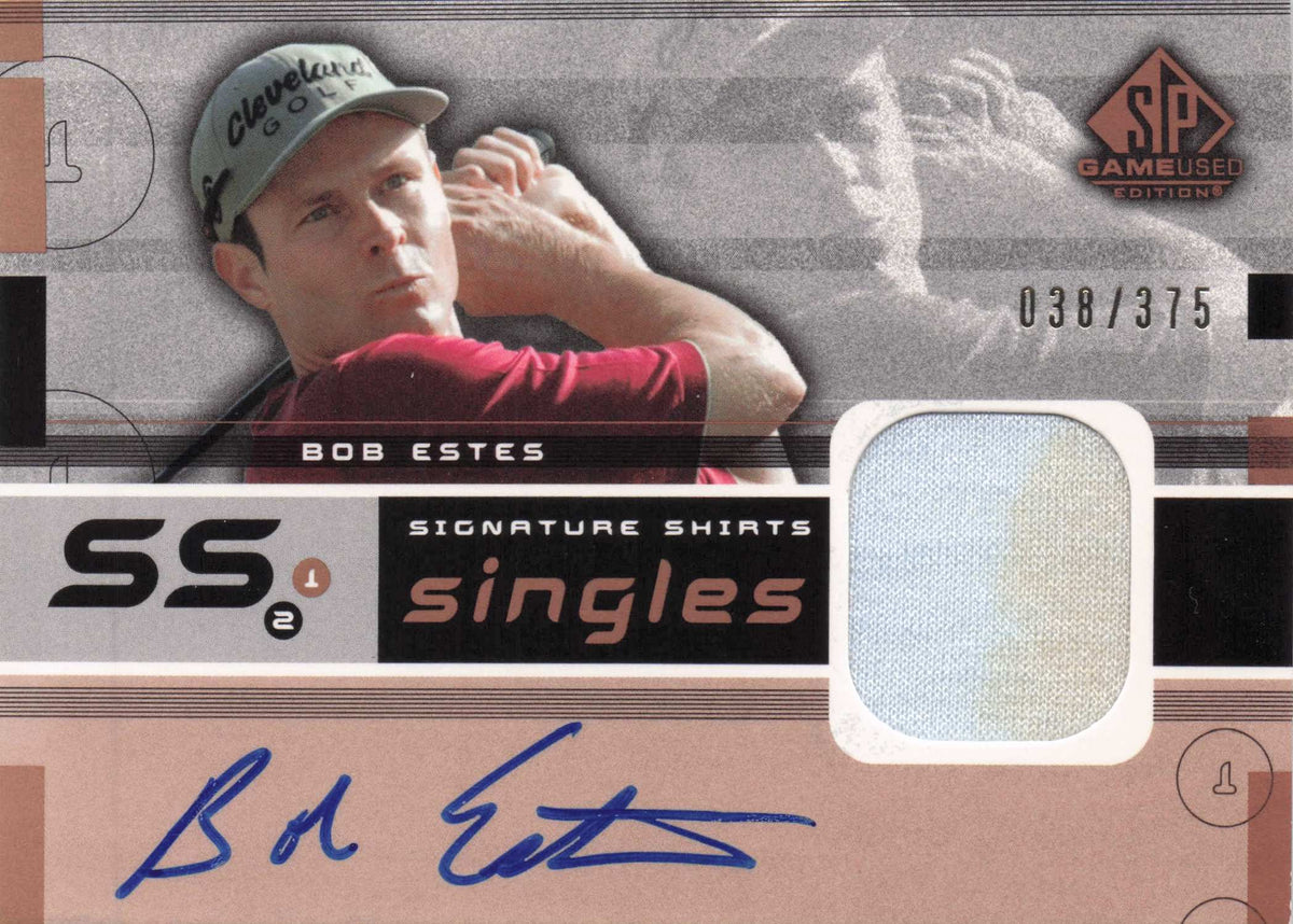 Bob Estes Singles 2003 Golf Upper Deck Hand Signed Worn Shirt Trade Card