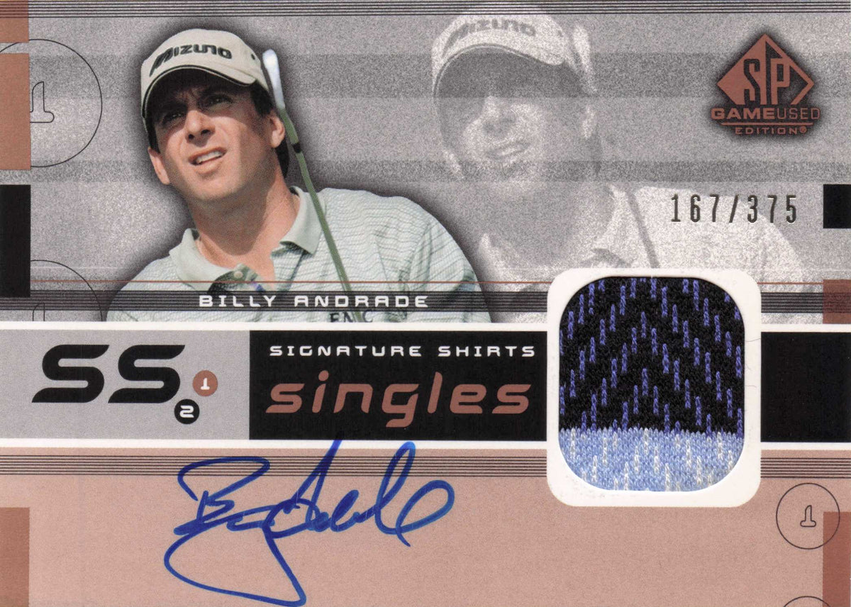 Billy Andrade Singles 2003 Golf Upper Deck Hand Signed Worn Shirt Trade Card