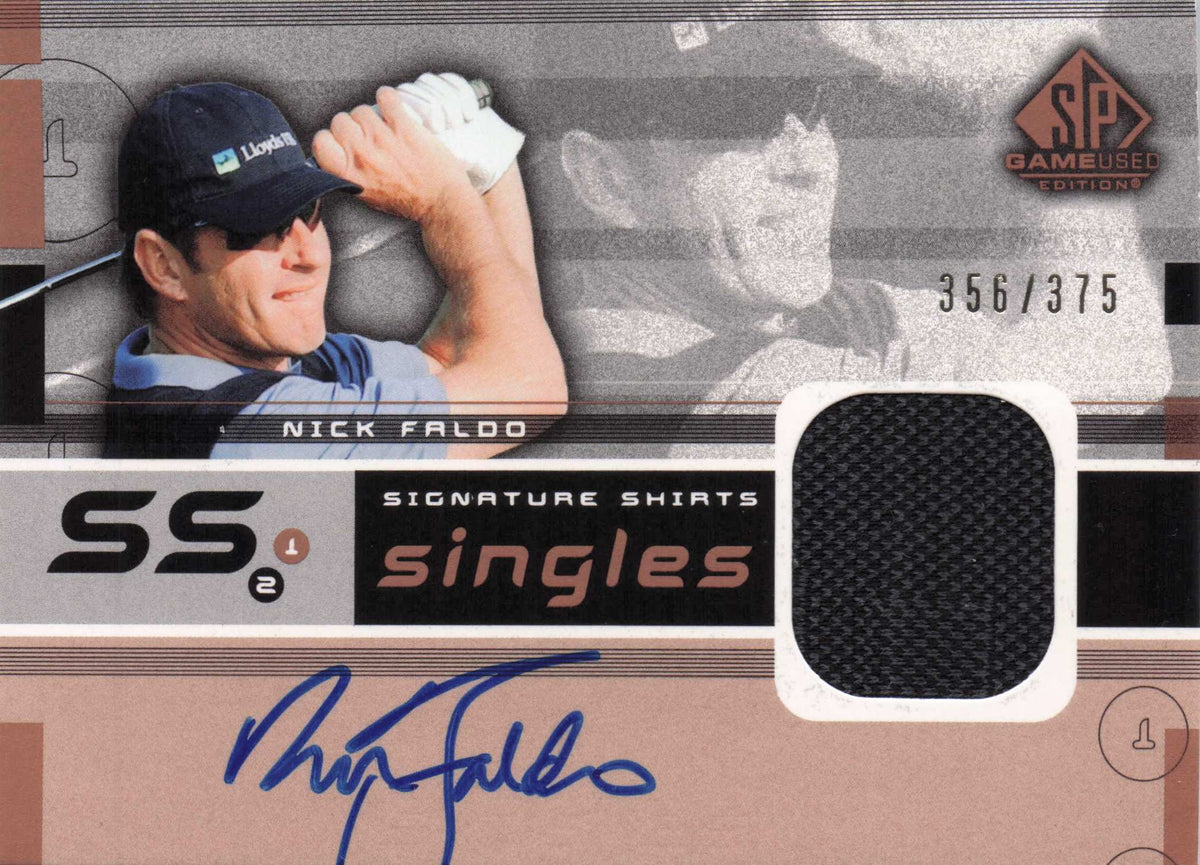 Nick Faldo Singles 2003 Golf Upper Deck Hand Signed Worn Shirt Trade Card