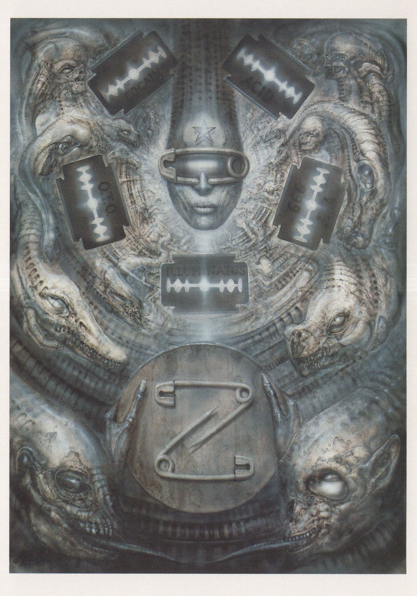 Hans Giger Illuminations II Robots With Paper Clips Swiss Painting Postcard