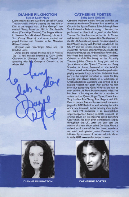 Dianne Pilkington of Wicked Hannah Waddingham Vintage Hand Signed Theatre Page