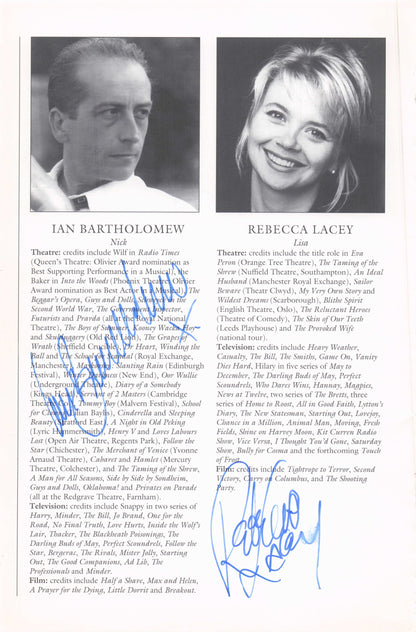 Ian Bartholomew Rebecca Lacey Kevin McNally Sam Kelly 4x Hand Signed Theatre Page