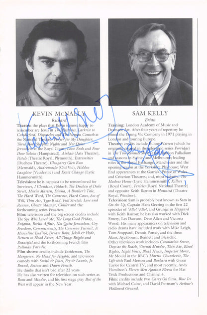 Ian Bartholomew Rebecca Lacey Kevin McNally Sam Kelly 4x Hand Signed Theatre Page