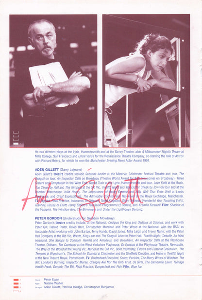 Peter Egan Russell Bright Aden Gillett 3x Hand Signed Photo Theatre Page
